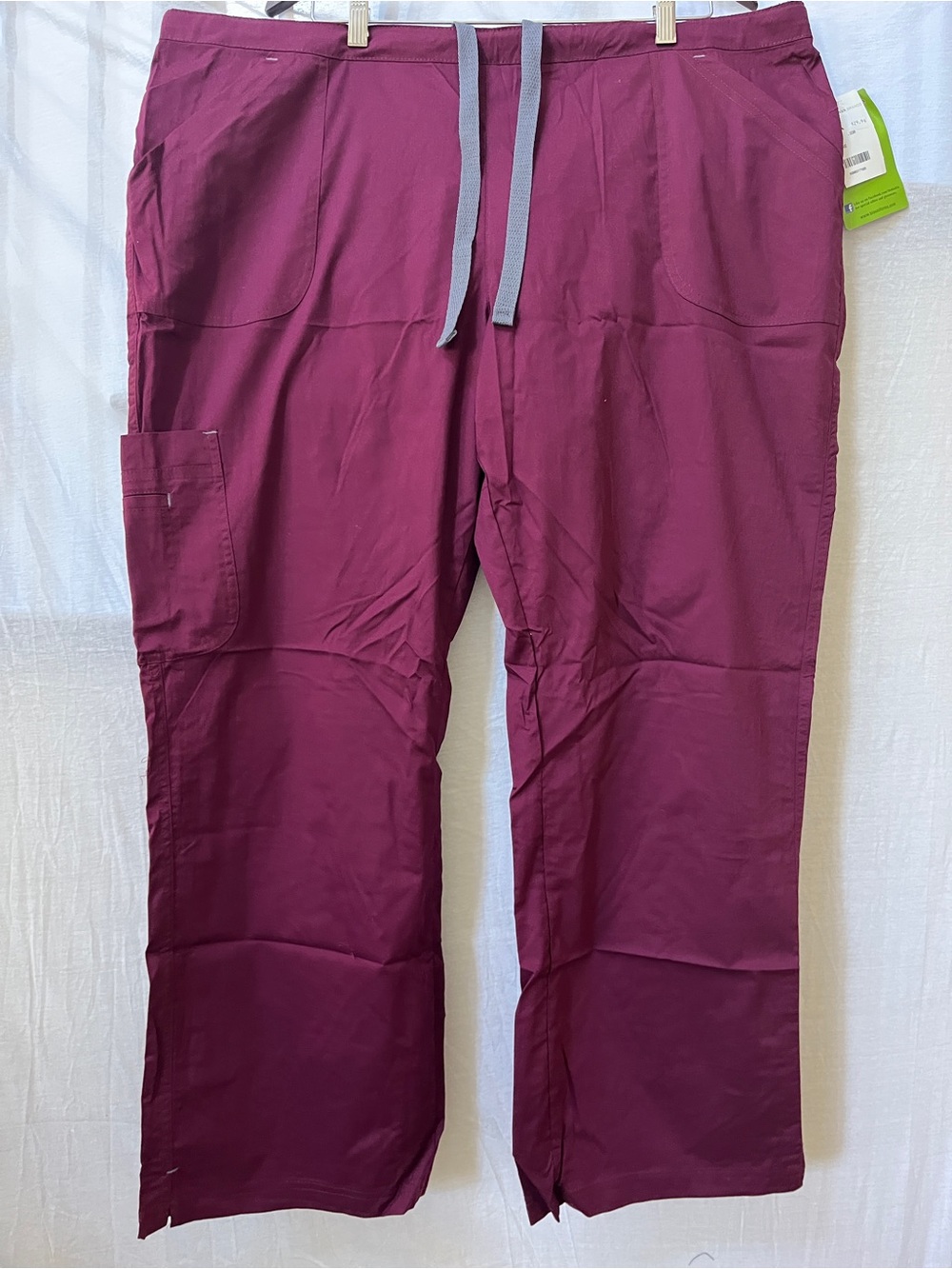 Bio medical aesthetician work scrub Pants in Plum with Gray Drawstring Sz 2XL